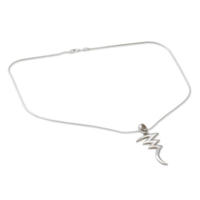 Alternate image for Sterling Silver Pendant Necklace Handmade Modern Jewelry Lightning