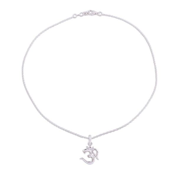 Alternate image for High-Polish Sterling Silver Om Pendant from India Majestic Om