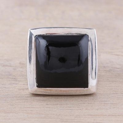 Alternate image for Modern Black Onyx Ring Crafted in India Might