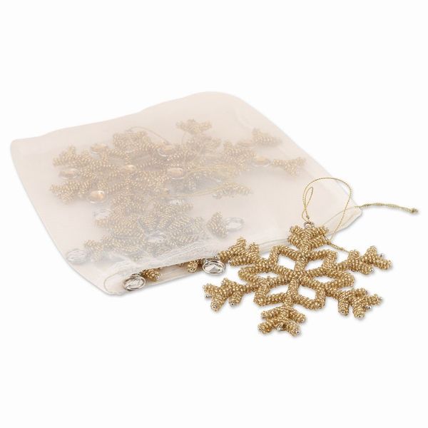 Alternate image for Embellished Aluminum Snowflake Ornaments Set of 4 Glittering Snowfall