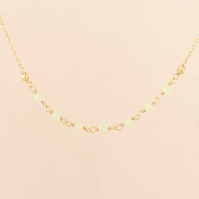 Alternate image for Handmade Chalcedony Gold Plated Necklace Green Glade