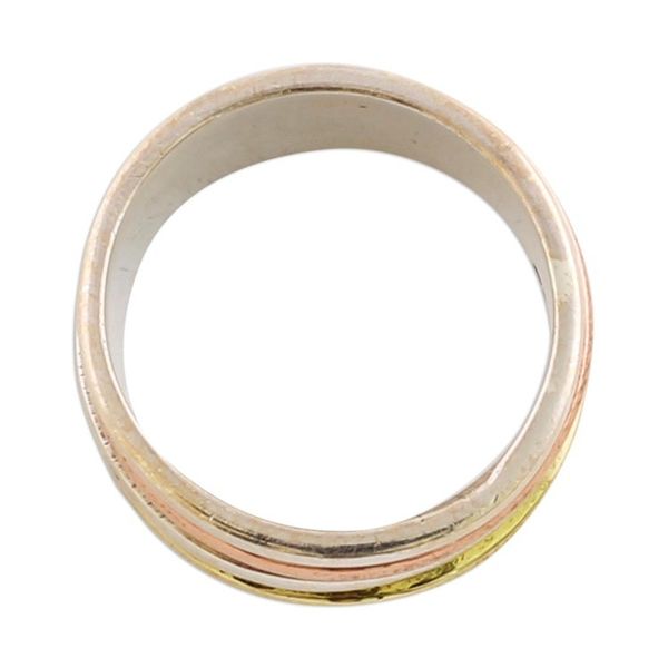 Alternate image for Simple Sterling Silver Copper and Brass Indian Spinner Ring Sleek Simplicity
