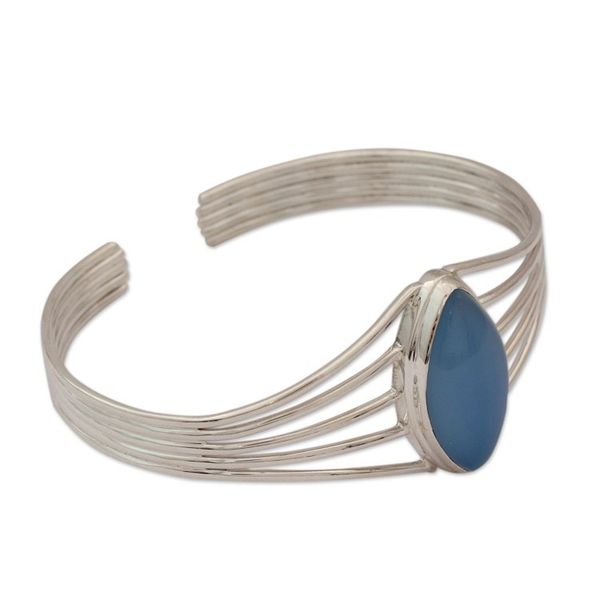 Alternate image for Chalcedony cuff bracelet Clear Sky