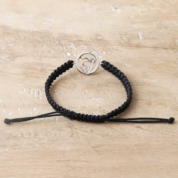 Alternate image for Black Macrame Bracelet with Sterling Silver Ek Onkar Symbol Altar to Divinity