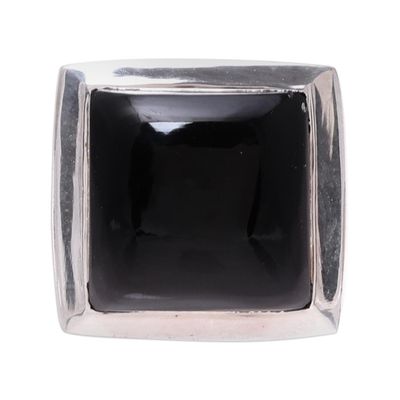 Alternate image for Modern Black Onyx Ring Crafted in India Might