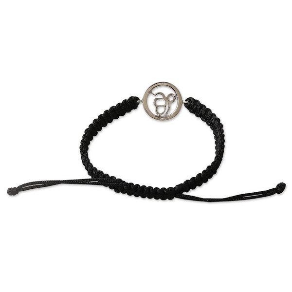 Alternate image for Black Macrame Bracelet with Sterling Silver Ek Onkar Symbol Altar to Divinity