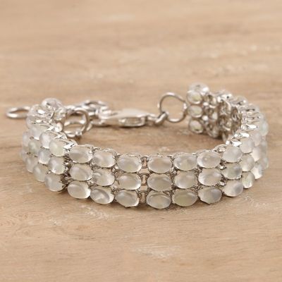 Alternate image for Handmade Moonstone and Sterling Silver Link Bracelet Moon Overhead