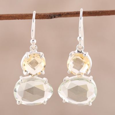 Alternate image for Faceted Prasiolite and Citrine Earrings from India Regal Air