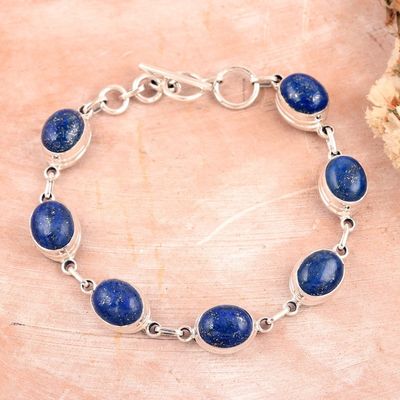Alternate image for Lapis Lazuli Link Bracelet Made from Sterling Silver Royal Mysteries
