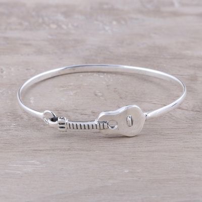 Alternate image for Sterling Silver Guitar Bangle Bracelet from India Music Gleams