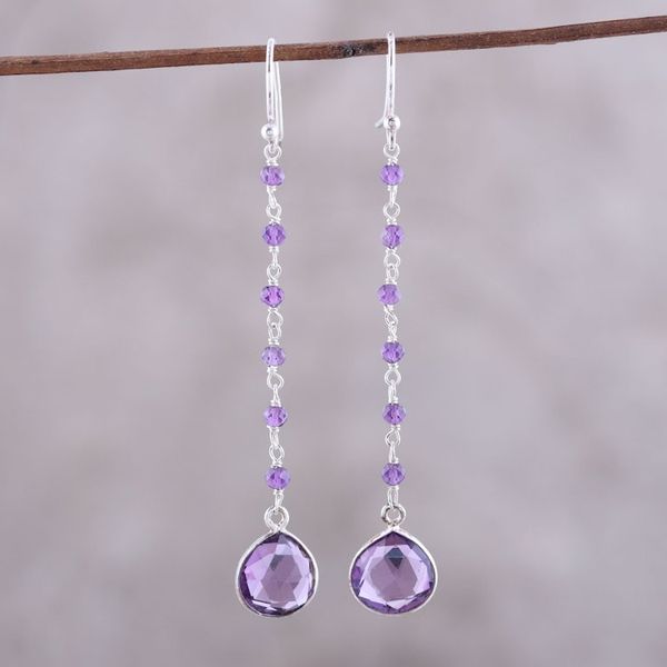 Alternate image for 8-Carat Amethyst Dangle Earrings from India Morning Drops