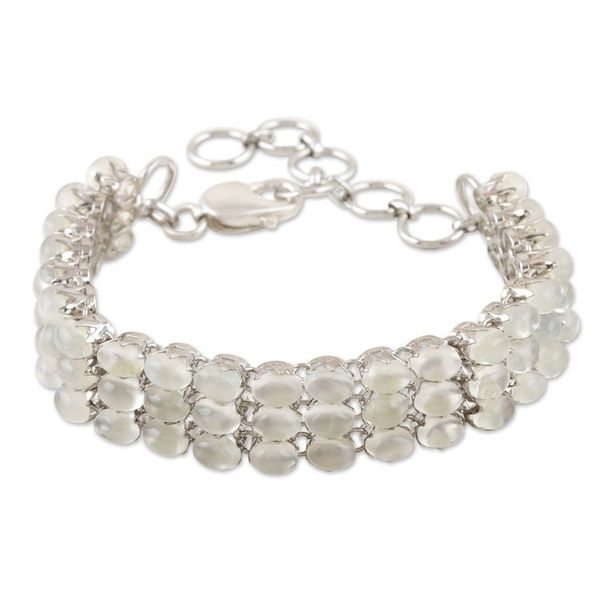 Alternate image for Handmade Moonstone and Sterling Silver Link Bracelet Moon Overhead