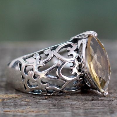 Alternate image for Marquise Citrine Single Stone Silver Ring from India Love Sonnet