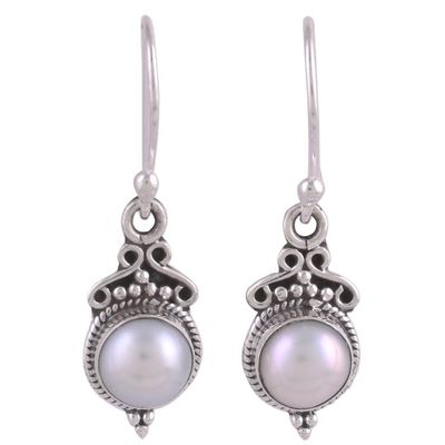 Alternate image for Cultured Pearl Sterling Silver Dangle Earrings from India Glossy Charm