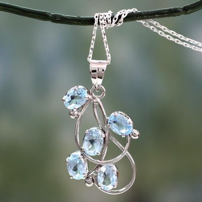 Alternate image for Topaz pendant necklace Blue Quintet
