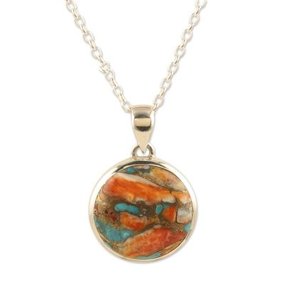 Alternate image for Sterling Silver Pendant Necklace with Composite Turquoise Sunset at the Island