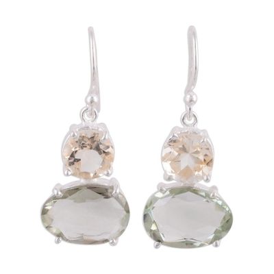 Alternate image for Faceted Prasiolite and Citrine Earrings from India Regal Air
