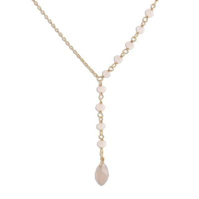 Alternate image for Gold Plated Chalcedony Y-Necklace from India Gemstone Grace