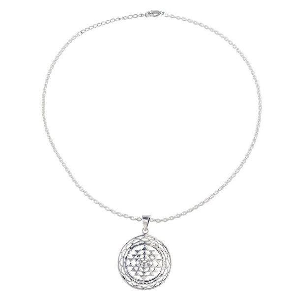 Alternate image for Handcrafted Sterling Silver Om Visualized Pendant Necklace Om in Symmetry