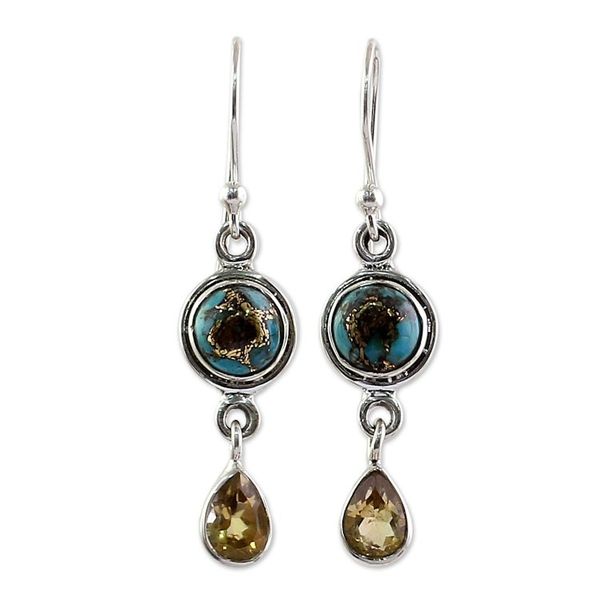 Alternate image for Two Carat Citrine Dangle Earrings from India Sunny Droplets
