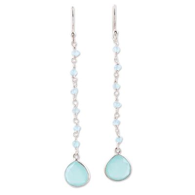Alternate image for 4 Carat Chalcedony Dangle Earrings from India Morning Drops