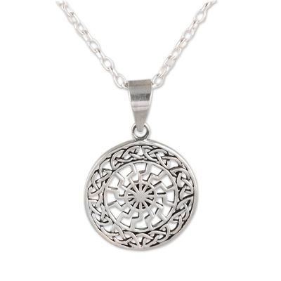 Alternate image for Celtic Pattern Sterling Silver Pendant Necklace from India Celtic Chakra