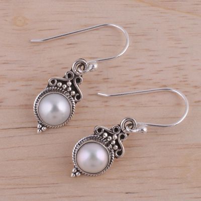 Alternate image for Cultured Pearl Sterling Silver Dangle Earrings from India Glossy Charm