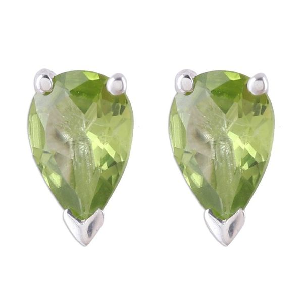 Alternate image for Faceted Peridot Stud Earrings Crafted in India Verdant Gleam