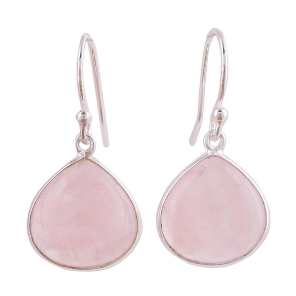 Alternate image for Rose Quartz and Sterling Silver Dangle Earrings from India Dancing Soul