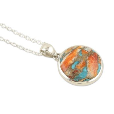 Alternate image for Sterling Silver Pendant Necklace with Composite Turquoise Sunset at the Island
