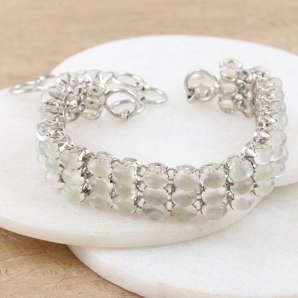 Alternate image for Handmade Moonstone and Sterling Silver Link Bracelet Moon Overhead