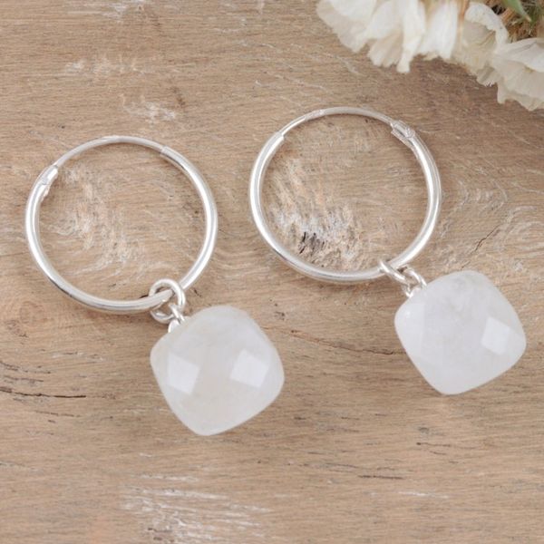 Alternate image for Hand Crafted Rainbow Moonstone Dangle Earrings Step Into the Light