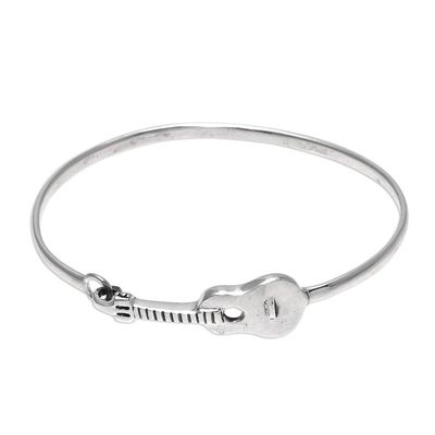 Alternate image for Sterling Silver Guitar Bangle Bracelet from India Music Gleams