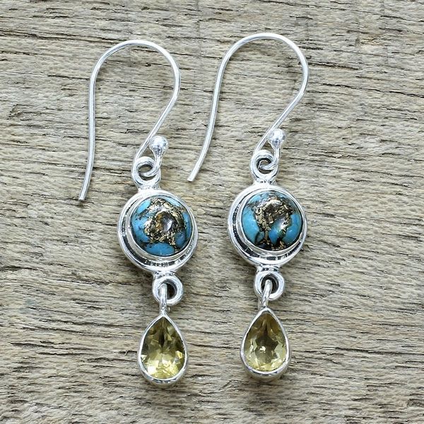 Alternate image for Two Carat Citrine Dangle Earrings from India Sunny Droplets