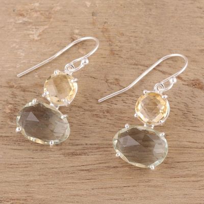 Alternate image for Faceted Prasiolite and Citrine Earrings from India Regal Air