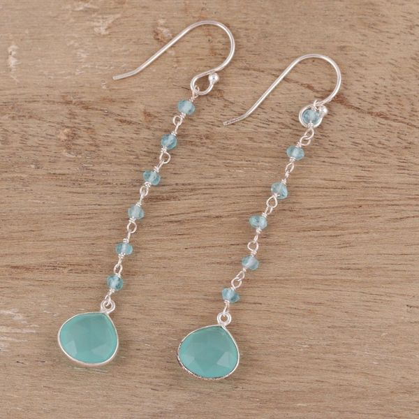 Alternate image for 4 Carat Chalcedony Dangle Earrings from India Morning Drops