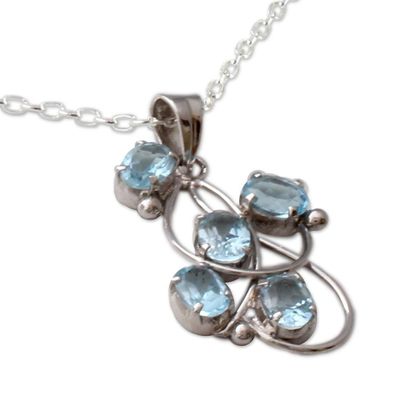 Alternate image for Topaz pendant necklace Blue Quintet