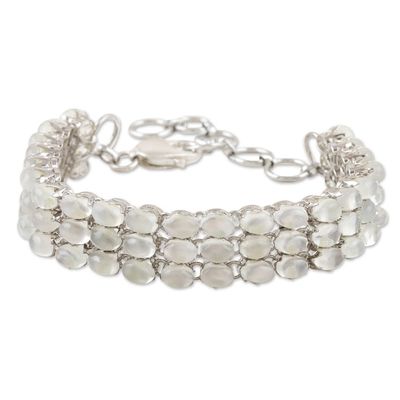 Alternate image for Handmade Moonstone and Sterling Silver Link Bracelet Moon Overhead