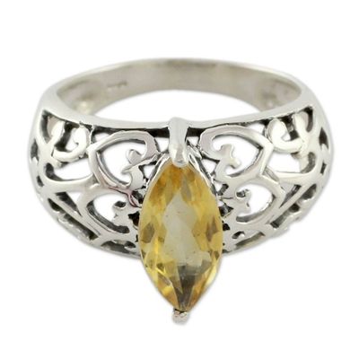 Alternate image for Marquise Citrine Single Stone Silver Ring from India Love Sonnet