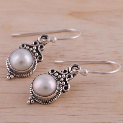 Alternate image for Cultured Pearl Sterling Silver Dangle Earrings from India Glossy Charm