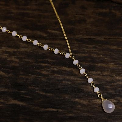 Alternate image for Gold Plated Chalcedony Y-Necklace from India Gemstone Grace