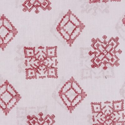 Alternate image for Cotton Scarf with Burgundy Block Print Motifs from India Burgundy Bliss