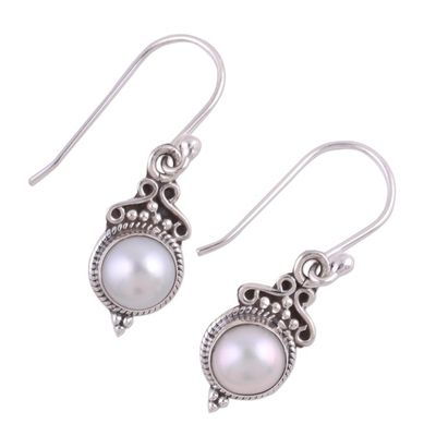 Alternate image for Cultured Pearl Sterling Silver Dangle Earrings from India Glossy Charm