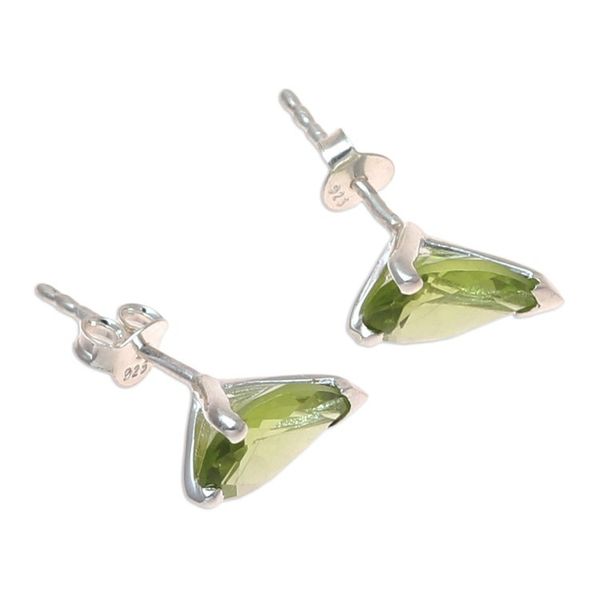 Alternate image for Faceted Peridot Stud Earrings Crafted in India Verdant Gleam