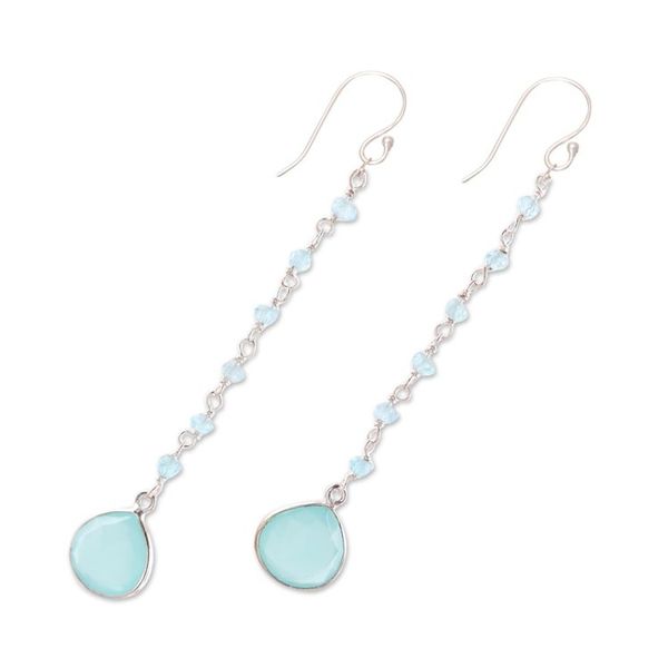 Alternate image for 4 Carat Chalcedony Dangle Earrings from India Morning Drops