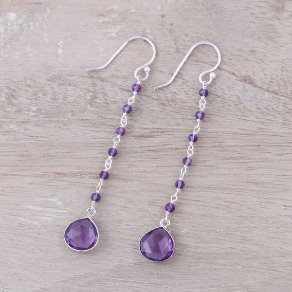 Alternate image for 8-Carat Amethyst Dangle Earrings from India Morning Drops