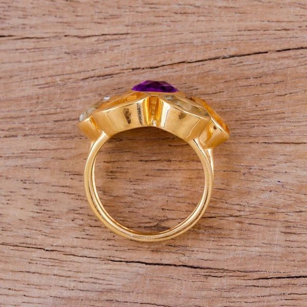 Alternate image for Amethyst Citrine and Blue Topaz Gold Vermeil Cocktail Ring The Five Allures