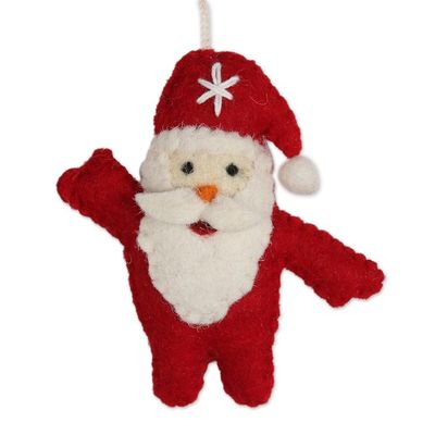 Alternate image for Set of 5 Wool Felt Santa Ornaments Santa Dance