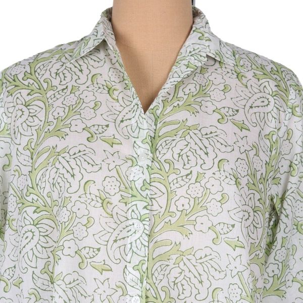 Alternate image for Paisley and Faux-Bois Printed Cotton Pajama Set in Green Spring Paisley
