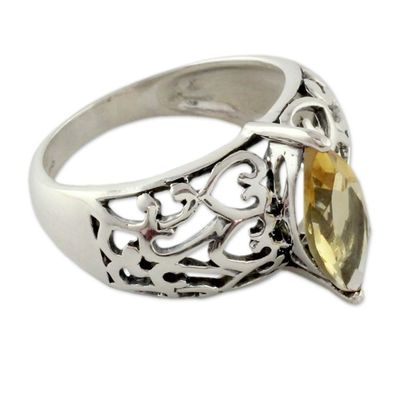 Alternate image for Marquise Citrine Single Stone Silver Ring from India Love Sonnet